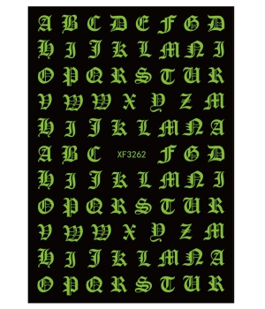 Sticker model unghii Alphabet XF3262 Glow in the Dark