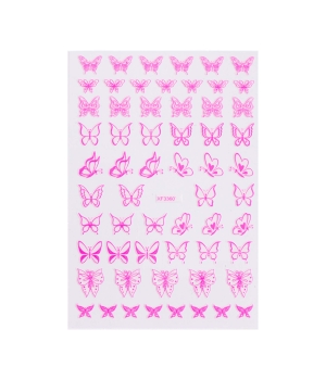 Sticker model unghii Butterfly XF3360 Neon Pink