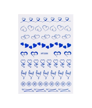 Sticker model unghii Hearts XF3356 Blue