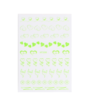 Sticker model unghii Hearts XF3356 Neon Green