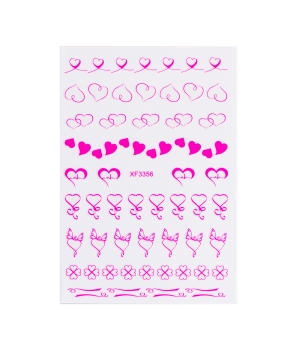 Sticker model unghii Hearts XF3356 Neon Pink