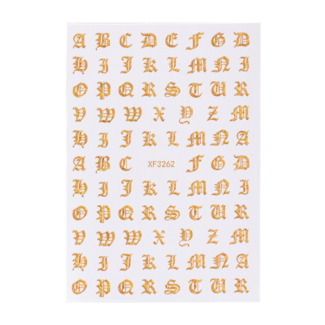 Sticker model unghii Alphabet XF3262 Gold
