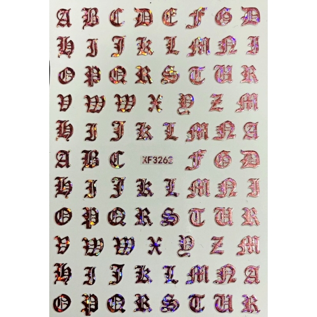 Sticker model unghii Alphabet XF3262 Rose Copper
