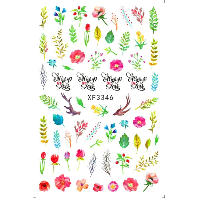 Sticker model unghii Flowers XF 3346