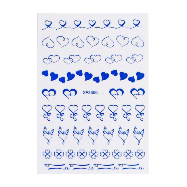 Sticker model unghii Hearts XF3356 Blue