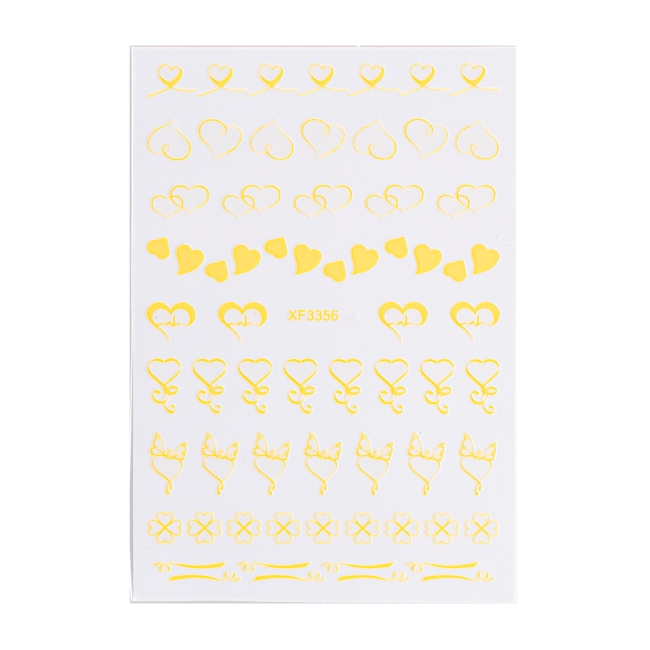 Sticker model unghii Hearts XF3356 Neon Orange