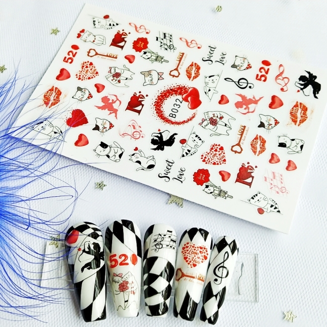 Sticker model unghii Love B032