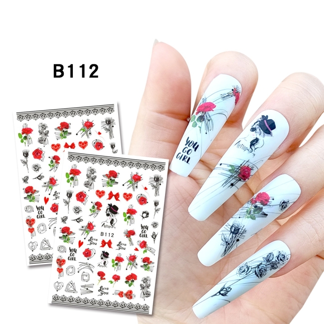Sticker model unghii Roses B112