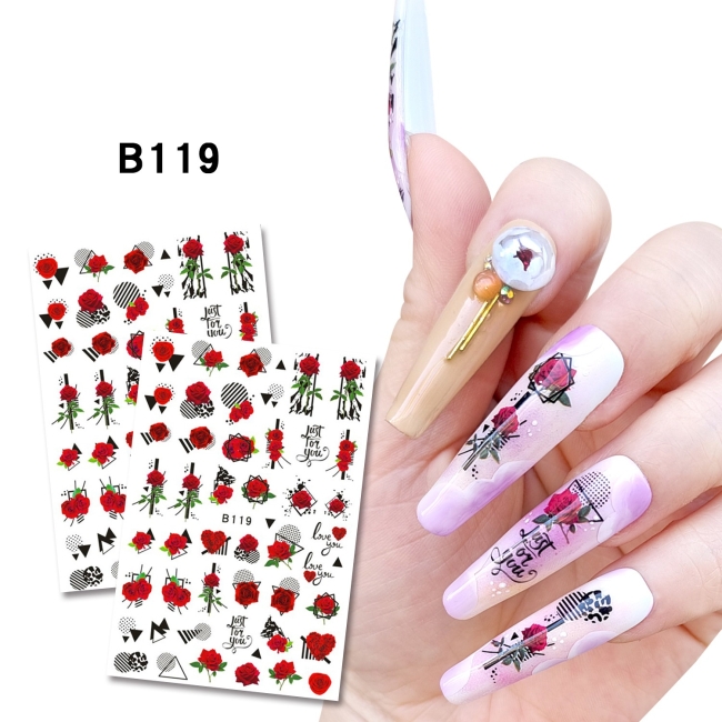 Sticker model unghii Roses B119